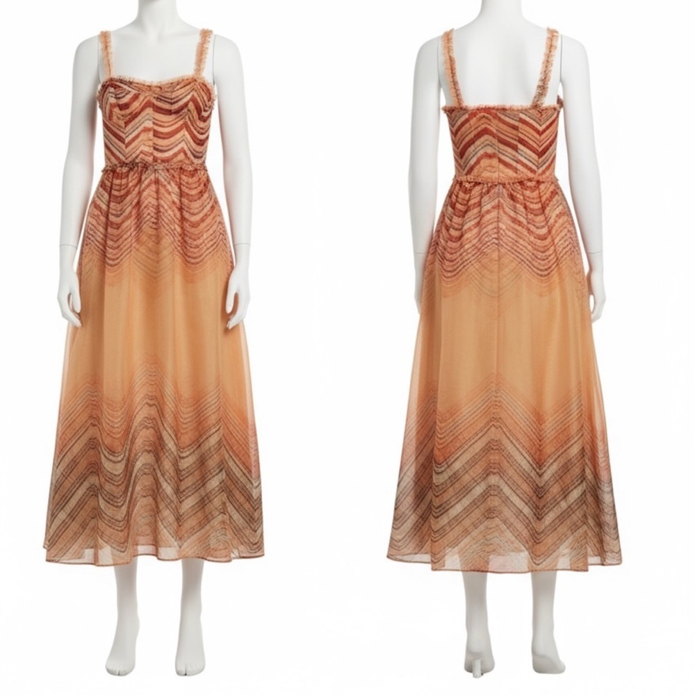 Ulla Johnson Women’s Gisele Silk Watercolor Print Sleeveless Midi Cocktail Dress - Picture 8 of 13